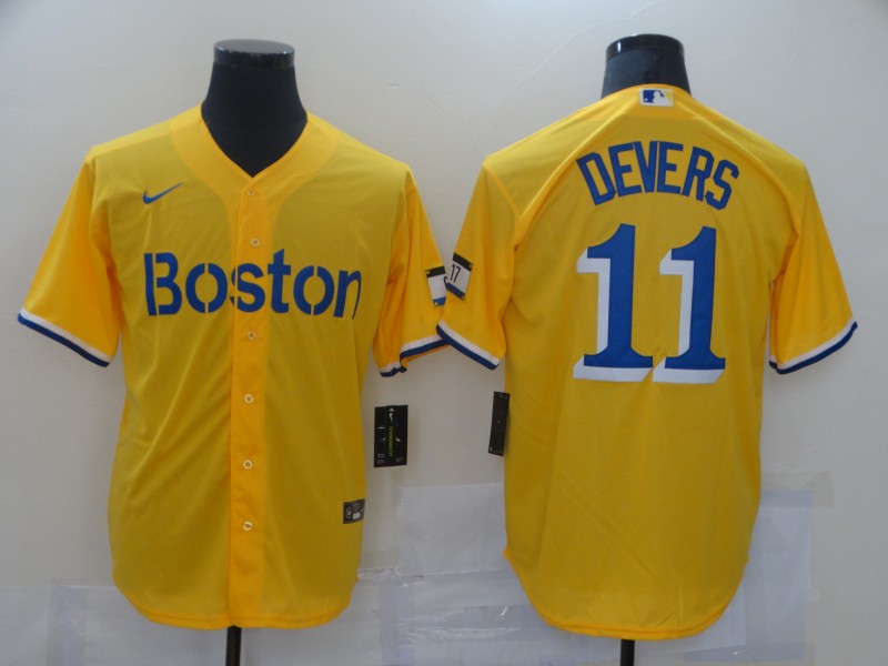 Men Boston Red Sox #11 Devers Yellow Game 2021 Nike MLB Jerseys->arizona diamondback->MLB Jersey